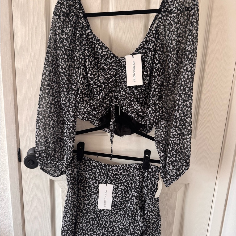 Cotton Candy Black and White Floral Set